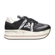 Premiata Svarta Lädersneakers med Logotypapplikation Black, Dam