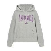 Palm Angels Grå Hoodie Logo Print Gray, Dam