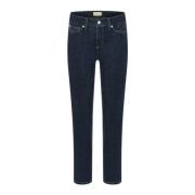 Cambio Mörkblå Cropped Denim Byxor Blue, Dam