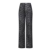 Neo Noir Leopard Print Straight-Leg Jeans Grey Leo Gray, Dam