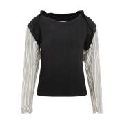 Maison Margiela Svart Bomull T-shirt med Unika Detaljer Black, Dam