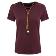 Elisabetta Franchi Bomull Jersey Kortärmad Halsband T-shirt Red, Dam