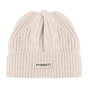 Pinko Beige Ull Beanie Mössa Beige, Dam