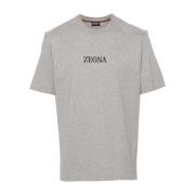 Ermenegildo Zegna Casual Bomull T-shirt Gray, Herr