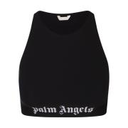 Palm Angels Svart Sport Crop Top Racer Halsringning Black, Dam