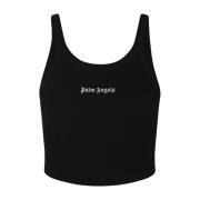 Palm Angels Svart Tanktop med Logotyp Black, Dam