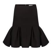 Nina Ricci Svart Ull Peplum Midi Kjol Black, Dam