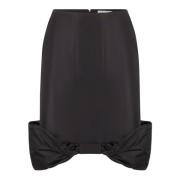 Nina Ricci Svart Taffeta Bow Peplum Midi Kjol Black, Dam