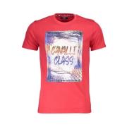 Cavalli Class Röd Bomull Tryck Logo T-shirt Red, Herr