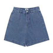 Obey Veckad Kort Jeans Ljus Indigo Blue, Dam