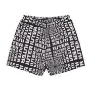 Iuter Svarta Simshorts med Elastisk Midja Black, Herr