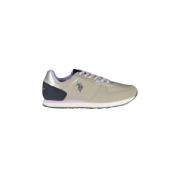 U.s. Polo Assn. Silver Polyester Sneakers med Logo Print Beige, Dam