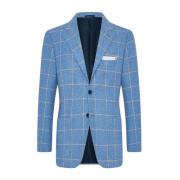 Kiton Rutig Cashmere Jacka Blue, Herr