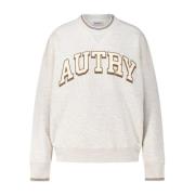 Autry Sporty Logo Crewneck Sweater Gray, Dam