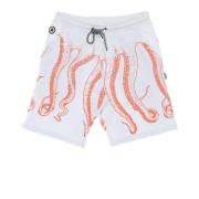 Octopus Vita Tracksuit Shorts med Tentakeltryck White, Herr