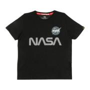 Alpha Industries Reflekterande Nasa Logo Svart T-shirt Black, Herr