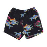 Obey Tryckta Fishbowl Shorts Svart Multicolor, Herr