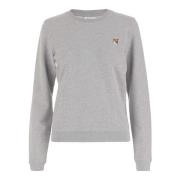 Maison Kitsuné Bomull Crew Neck Logo Sweatshirt Grå Gray, Dam