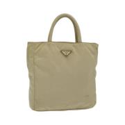 Prada Vintage Pre-owned Nylon handvskor Beige, Dam