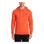 Emporio Armani EA7 Dragsko Mönstrad Logga Ficka Hoodie Orange, Herr