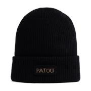 Patou Svart Ull Logo Broderad Hatt Black, Dam