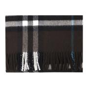 Burberry Rutig Cashmere Sjal med Fransar Black, Dam