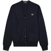 Fred Perry Merinoull Kofta Modernistisk Stil Blue, Herr