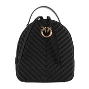 Pinko Vadderad Chevronläder Ryggsäck Black, Dam