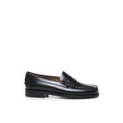 Sebago Svarta Läder Slip-On Skor Black, Herr