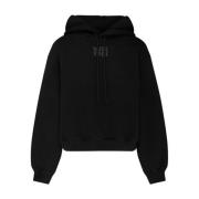 Alexander Wang Svart bomullsgummierad logohoodie Black, Dam