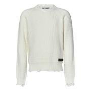 Dsquared2 Vit Crew Neck Ulltröja White, Herr