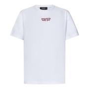 Dsquared2 Vit Bomull Jersey T-shirt med Bokstäver White, Herr