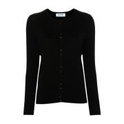 Blugirl Svart Stickad Cardigan med Logopatch Black, Dam