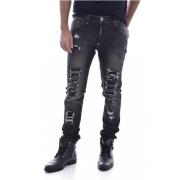 Philipp Plein Tapered Denim Jeans Black, Herr