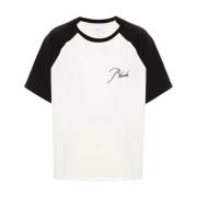 Rhude Vintage Black Raglan Tee White, Herr