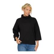 2-Biz Svart Poncho med ¾ Ärmar Black, Dam