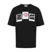 Moschino Grafiskt Tryck Crew Neck T-shirts Black, Herr