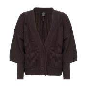 Pinko Chunky Ribbed Knit Sweater med Love Birds Broderi Brown, Dam