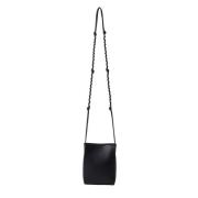 Jil Sander Minimalistisk Läder Crossbody-väska med Nitar Black, Herr