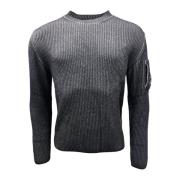 C.p. Company Ribbstickad Crew Neck Tröja Svart-Taupe Gray, Herr