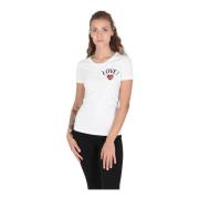 Love Moschino Vit Bomullsblandad T-shirt White, Dam