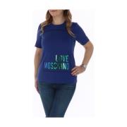 Love Moschino Grundläggande Dam T-shirt Vår/Sommar Blue, Dam