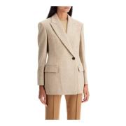 Brunello Cucinelli Dubbelknäppt Alpackablazer Beige, Dam