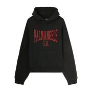 Palm Angels Svart hoodie med college-print Black, Herr