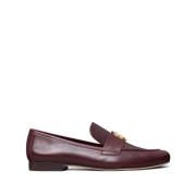 Tory Burch Rött Läder Double T Slip-On Flats Brown, Dam