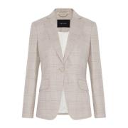 Kiton Ull Glen Plaid Blazer Jacka Beige, Dam