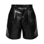 Anine Bing Veckade Lädershorts Black, Dam