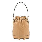 Fendi Ikoniskt FF-motiv läderväska Beige, Dam