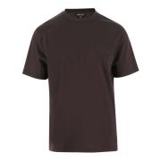 Giorgio Armani Bomull Crew Neck T-shirt Logo Detalj Brown, Herr