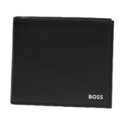 Hugo Boss Svart Läderplånbok - Enkel Stil Black, Herr